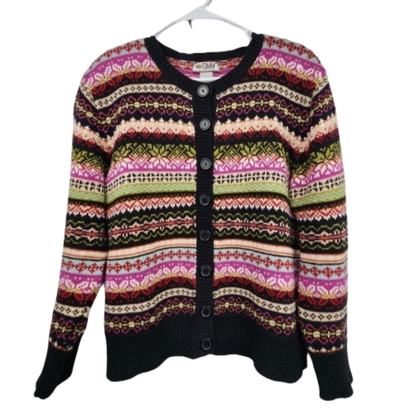 Vintage Tiara International Multi Colored Fair Isle Knit Sweater Size Large - Picture 1 of 11